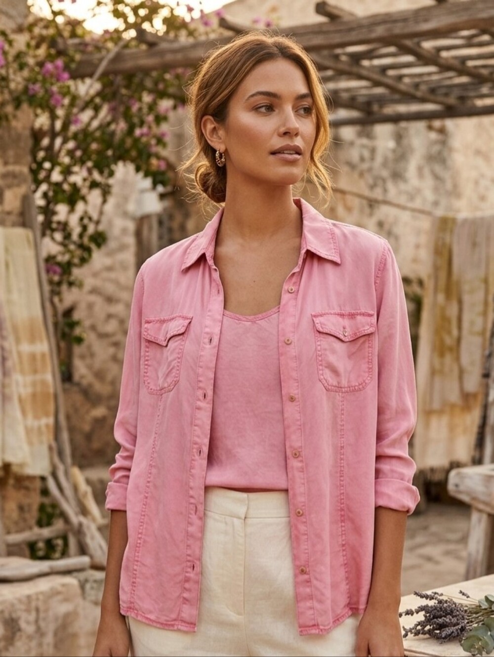 Go Silk | 100% Silk Tank And Utility Shirt Set, Machine Washable
